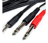 5m 3.5mm Stereo Male to 2x 6.35mm 1/4" Mono Plug Jack Cable Lead Mixer Splitter