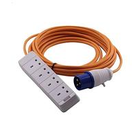 5m 4 Gang 16A Electric Hook Up Lead.Orange Cable Camping Caravan Lead