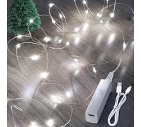 5M 50 LED Rechargeable Fairy Lights, Battery Powered Copper Wire Lights String Light Battery Operated Twinkle Bottle Lighting for Indoor Outdoor Christmas Tree Decorations Wedding Party Gift Bedroom