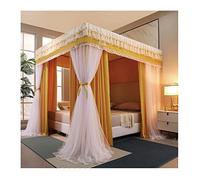 5M/5Ft Bed Canopy Mosquito Net, Girl Princess Room Romantic Bedroom Decoration 4 Corner Post Bed Curtains/Green/a