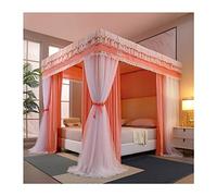5M/5Ft Bed Canopy Mosquito Net, Girl Princess Room Romantic Bedroom Decoration 4 Corner Post Bed Curtains/Green/a