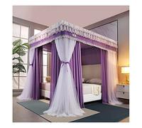 5M/5Ft Bed Canopy Mosquito Net, Girl Princess Room Romantic Bedroom Decoration 4 Corner Post Bed Curtains/Green/a
