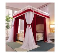 5M/5Ft Bed Canopy Mosquito Net, Girl Princess Room Romantic Bedroom Decoration 4 Corner Post Bed Curtains/Green/a