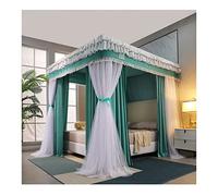 5M/5Ft Bed Canopy Mosquito Net, Girl Princess Room Romantic Bedroom Decoration 4 Corner Post Bed Curtains/Green/a