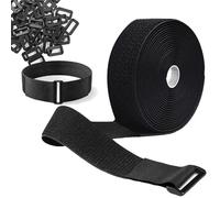 5m Adjustable Cable Straps with 25 Buckles, 2cm Wide Free Cut Length Hook & Loop Cable Straps, Reusable Fastening Cable Ties for Cable Tidy, Nylon Retaining Strap, Cord Organiser(Black)