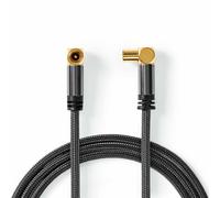 5m Right Angle Gold RF Fly Lead Coaxial Aerial Cable Digital TV M to F Braided