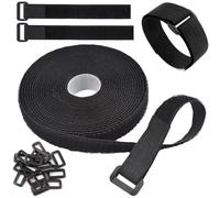 5m Cable Straps with 25 Buckles, Free Cut Length, Reusable Fastening Cable Ties, Adjustable Hook and Loop Securing Straps for Wire Management, Cable Tidy, Cord Organiser,2cm Wide (1 Roll)