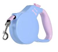 5m dog leash-dog walking automatic retractable leash pet walking and playing harness rope ABS+polyester material (Blue and Pink)