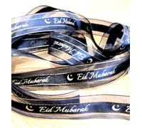 5M Eid Mubarak Ribbon, Black, Organza, Gifts, Presents, Hamper Ribbon, Gift Wrapping, Bow Making, Decorations.