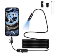 5M Endoscope Inspection Camera, 1920P HD Endoscope with 6 LED Lights No WiFi Flexible Rigid Snake Cameras Waterproof IP67 Tube Sink Pipe Drain Camera for USB Android Type-C Mobile Phone Tablet Samsung