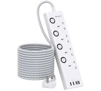 5M Extension Lead, 4 Way Socket with 4 USB Slots(2 USB C), Individually Switched, Extension Cable 5M, Wall Mount Extension Cord, Desk Power Strip for Home Office Accessories