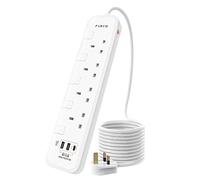 5M Extension Lead with USB Slots, 4 Way 3 USB (2 USB A &1 USB C) Wall Mounted Power Strip Surge Protector, Plug Extension Socket with Swithches 5 Meters Cable UK Surge Protected Extension Cord