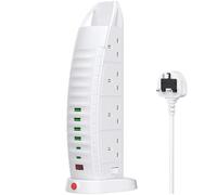 5M Extension Lead with USB, Tower Extension Cord 8 Way Outlets 6 USB (2 Type C and 4 USB Ports) 3.6A Multi Plug Extension Socket