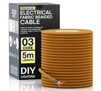 5M Gold Flex 3 Core Gold Braided Fabric Cable Vintage Flex 0.75mm 3 Core Flexible Cables Electric Wire Vintage Cable