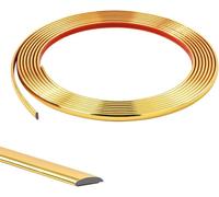 5M Gold Flexible Moulding Trim,Self-Adhesive Decorative Edging Strip for Tile,Wall,Mirror, Ceiling,Floor,Panel,Cabinet,Peel and Stick PVC Mirrior Frame Trim,10MM