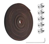 5M GT2 Timing Belt Width 6mm Pitch 2mm Upgrade Nylon Tooth Surface Non-Slip Version for 3D Printers CNC, with 5Pcs 20T 6mm Width 5mm Bore Timing Pulley