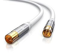 5m HDTV Antenna Cable 135dB 75 Ohm, 5 Meter Premium Antenna Cable, Connector Male to Female, For UHV RF DVB-T and DVB-T2, Radio FM DAB DAB, White