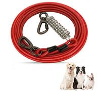 Greenfields 5m Dog Tie Out Cable Heavy Duty Steel Dog Runner with Shock Absorbing Spring, 360° Swivel Clip, Anti Tangle Outdoor Dog Lead for Garden Yard Camping 60, 120, 250 lbs