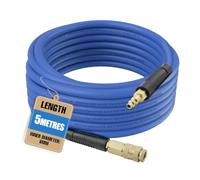 5M Hybrid Air Hose, 6mm I.D x 12mm O.D, 300 PSI Compressed Air Line with 1/4" BSP Quick Connect Fittings, Flexible Anti-Kink PVC Rubber Air Pipe for Air Compressor (Blue)