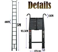 ((5M Ladder with hook)) Telescopic Ladder Extension Latest Design DIY Multi-Purpose Straight Ladder A Frame Ladder