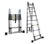 5m Lightweight Aluminium Hinged Telescopic Extendable Multi-Position Ladder & Step Ladder