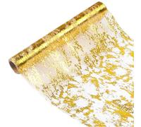 5M Metallic Table Runner GroveEss 28CM Silver Foil Table Cloth Cover Party Wrapping Ribbon Decoration for Birthday Party Wedding Gift Floral DIY Decor