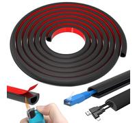 5M Mini Cable Trunking, 14x10mm Self-Adhesive Cable Cover, Black Flexible TV Wire Hider, Half Round Wire Cover, Cables Management Trunking, Cables Raceway for Home, Office, Wall, Floor