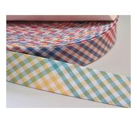 5m of 18mm Wide Cotton Gingham Bias Binding Tape 5m Single Folded, Edging Quilting Sewing, Bunting, Craft, Upholstery, Piping & Garments. UK Seller (Multicolour)