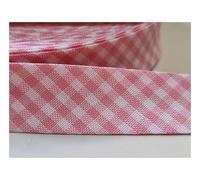 5m of 18mm Wide Cotton Gingham Bias Binding Tape 5m Single Folded, Edging Quilting Sewing, Bunting, Craft, Upholstery, Piping & Garments. UK Seller (Pale Pink)