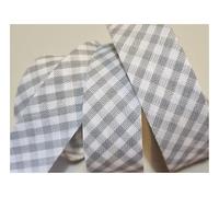 5m of 18mm Wide Cotton Gingham Bias Binding Tape 5m Single Folded, Edging Quilting Sewing, Bunting, Craft, Upholstery, Piping & Garments. UK Seller (Grey)
