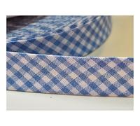 5m of 18mm Wide Cotton Gingham Bias Binding Tape 5m Single Folded, Edging Quilting Sewing, Bunting, Craft, Upholstery, Piping & Garments. UK Seller (Pale Green) (Pale Blue)