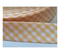 5m of 18mm Wide Cotton Gingham Bias Binding Tape 5m Single Folded, Edging Quilting Sewing, Bunting, Craft, Upholstery, Piping & Garments. UK Seller (Yellow Gold)