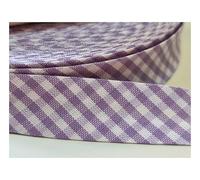 5m of 18mm Wide Cotton Gingham Bias Binding Tape 5m Single Folded, Edging Quilting Sewing, Bunting, Craft, Upholstery, Piping & Garments. UK Seller (Lavender)