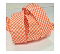 5m of 30mm Wide Cotton Gingham Bias Binding Tape 5m Single Folded, Edging Quilting Sewing, Bunting, Craft, Upholstery, Piping & Garments. UK Seller (Orange)