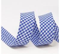 5m of 30mm Wide Cotton Gingham Bias Binding Tape 5m Single Folded, Edging Quilting Sewing, Bunting, Craft, Upholstery, Piping & Garments. UK Seller (Pale Green) (Royal Blue and White)