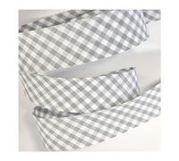 5m of 30mm Wide Cotton Grey White Gingham Bias Binding Tape 5m Single Folded, Edging Quilting Sewing, Bunting, Craft, Upholstery, Piping & Garments. UK Seller