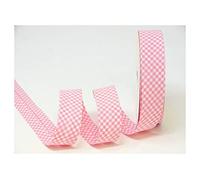5m of 30mm Wide Pink and White Cotton Gingham Bias Binding Tape 5m Single Folded, Edging Quilting Sewing, Bunting, Craft, Upholstery, Piping & Garments. UK Seller