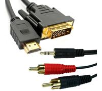 5M PC LAPTOP TO HD TV CABLE KIT HDMI DVI 3.5MM 2 RCA