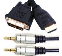 5M PC LAPTOP TO HD TV CABLE KIT HDMI DVI 3.5MM PLUG