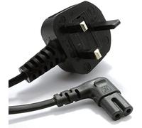 5M Power Cable UK 3PIN Plug to Right Angled 90 Degree IEC C7 Figure 8 Cord for Samsung Philips Toshiba LG Sony Sharp Panasonic LED Flat TV Sky box, Sky Plus+ HD Box (WITH FREE REUSABLE ZIP TIE)