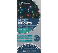 5M Premier Micro Wire Christmas Lights & Timer 100 LED Battery - Multi Coloured