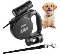 5m Retractable Dog Lead for Small Medium Dogs up to 25kg | 16.4ft Tangle-Free Leash with LED Light & One-Hand Brake | Strong Durable Handle for Walking, Running, Jogging