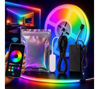 5M RGBIC COB LED Strip Light Kit, 24V Digital Addressable Pixel Tape, 420 LEDs/m, 12W/m, Tuya Smart App Control, Colour Chasing Flexible Plug & Play Lighting for Gaming, Bedroom, TV, Home Decor & LEDs
