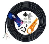 5m Roll of Genuine BT CW1420 Dropwire 15 Overhead 4 Pair 8 Solid Copper Cores for Outdoor Telephone Drop Wire Main Line British Cable + Crimps + 2 Entry Grommets + IDC Insertion Tool + crimps 5 Metre