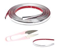 5m Silver Self Adhesive Trim, 6mm Tile Trims and Edgings Edging Strip, Chrome Wall Molding Trim, Peel Stick Adhesive Flexible Strip for Ceiling Mirror Furniture Door and Auto Decor (with Scissors)