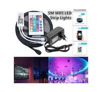 5M SMD2835 RGB LED Strip Light: Alexa Smart Home WiFi Controller, APP Control, Non-Waterproof with EU Power Adapter for Christmas Decor