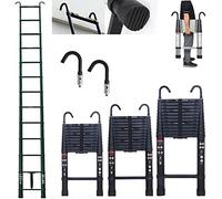 5M Telescopic Aluminium Ladder - 16.5FT Black Folding Telescoping Ladder with Hooks, 330lb Capacity, EN131