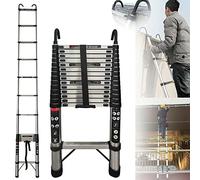 5m Telescopic Ladder 16.4ft Extension Ladder with Detachable Hooks, Multi-purpose Anti-slip Folding Ladder Lightweight Portable Extendable Loft Ladder Rv Ladder, Collapsible Ladder, 330 Pound Capacity