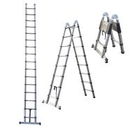 5M Telescopic Ladder, Multi-Purpose Folding Ladder, Stainless Steel Extension ladder Loft Ladders telescopic, 150kg Capacity