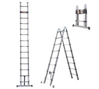 5m Telescopic Ladder - Multi-purpose Stainless Steel Portable Foldable Ladder Extension - Max Load 150kg /330LBS